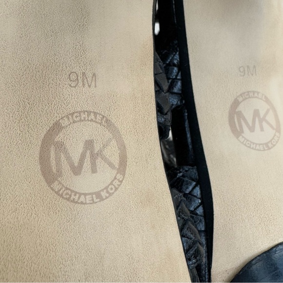 MICHAEL KORS “MONTEREY” Leather Weave, Back Zip Sandal in Black Sz 9 - Picture 11 of 12
